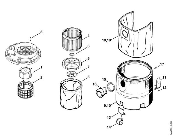 Usisivaci (SE) SE 90 Filter, posoda della Marca Stihl