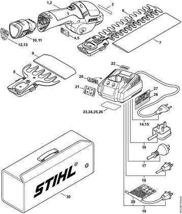 Akumulatorske škarje za živo mejo (HSA) HSA 25 Motorna enota, akumulator, polnilnik della Marca Stihl