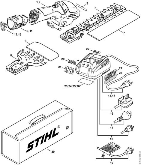 Akumulatorske škarje za živo mejo (HSA) HSA 25 Motorna enota, akumulator, polnilnik della Marca Stihl