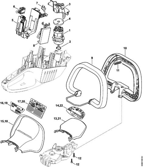 Akumulatorske škarje za živo mejo (HSA) HSA 66 Elektromotor, elektronski modul, preklopna rocica della Marca Stihl