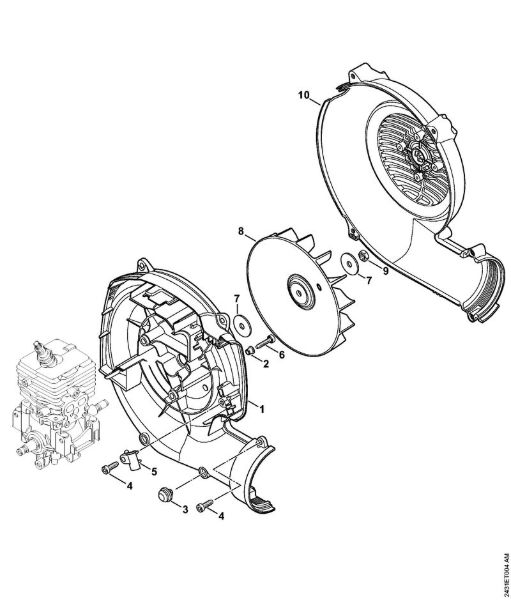 Å kropilne naprave (SR) SR 200 Ohišje puhalnika, rotor ventilatorja della Marca Stihl