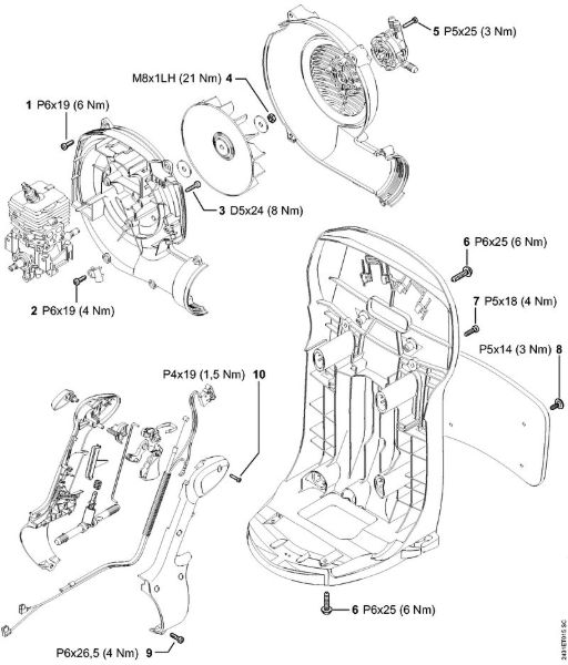 Å kropilne naprave (SR) SR 200-D Pritezni momenti della Marca Stihl