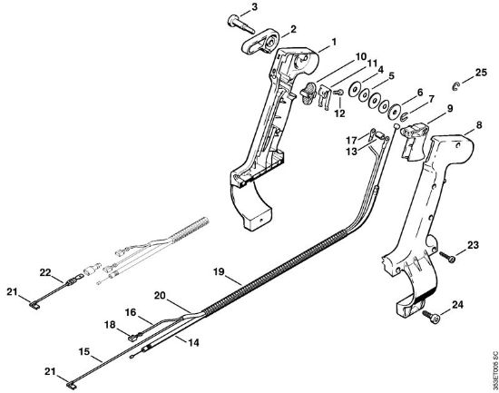 Å kropilne naprave (SR) SR 320 Upravljalni rocaj della Marca Stihl