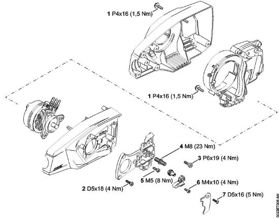 Akumulatorski višinski obvejevalnik (HTA) HTA 65 Pritezni momenti della Marca Stihl