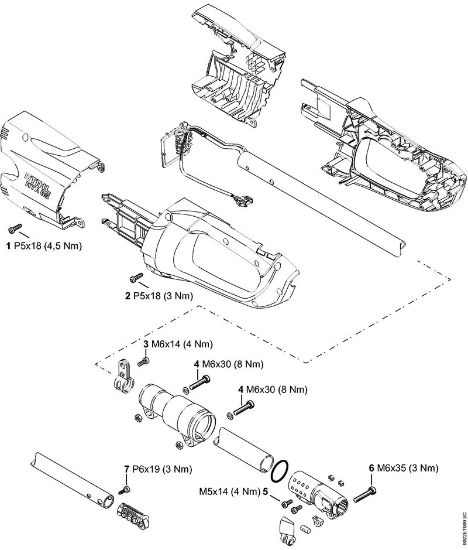 Akumulatorski višinski obvejevalnik (HTA) HTA 65 Pritezni momenti della Marca Stihl