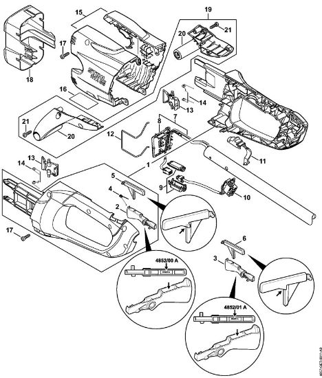 Akumulatorski višinski obvejevalnik (HTA) HTA 85 Ohišje rocaja, pokrov della Marca Stihl