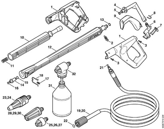 Elektricni visokotlacni cistilnik (RE) RE 106 K Pištola, brizgalna cev della Marca Stihl