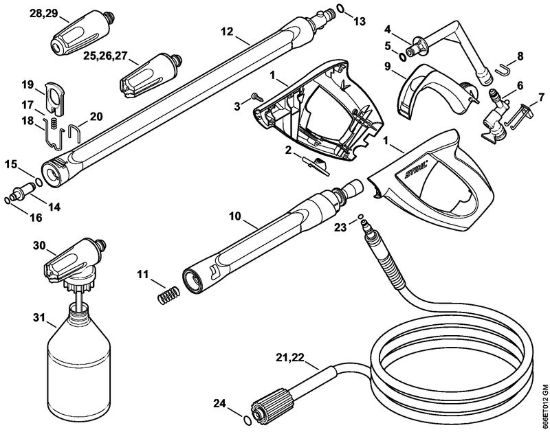 Elektricni visokotlacni cistilnik (RE) RE 107 Pištola, brizgalna cev della Marca Stihl
