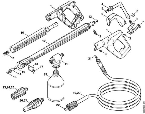 Elektricni visokotlacni cistilnik (RE) RE 107 Pištola, brizgalna cev (05.2007) della Marca Stihl