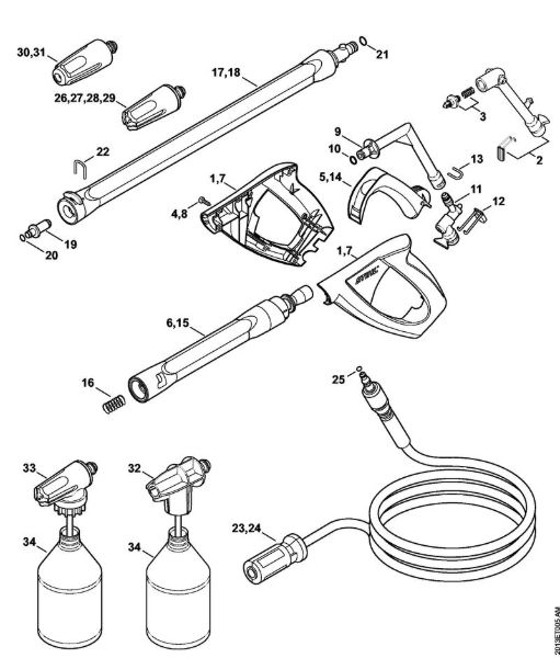 Elektricni visokotlacni cistilnik (RE) RE 109 Pištola, brizgalna cev della Marca Stihl