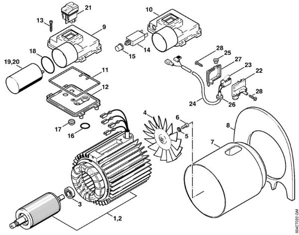 Elektricni visokotlacni cistilnik (RE) RE 115 K Elektromotor, ohišje stikala della Marca Stihl