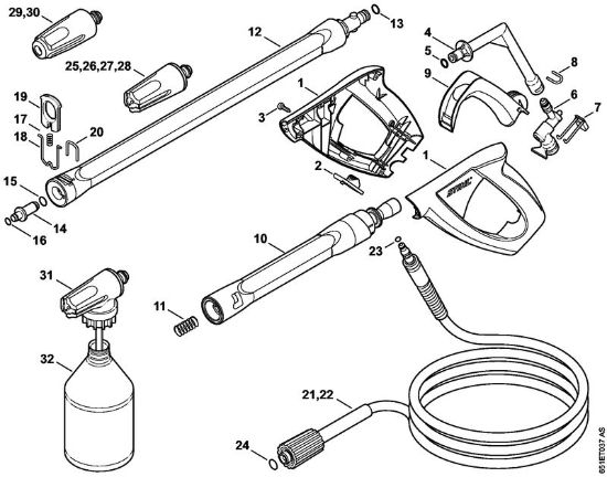 Elektricni visokotlacni cistilnik (RE) RE 118 Pištola, brizgalna cev della Marca Stihl