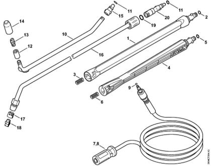 Elektricni visokotlacni cistilnik (RE) RE 120 Brizgalna cev, visokotlacna cev   06/2019 della Marca Stihl