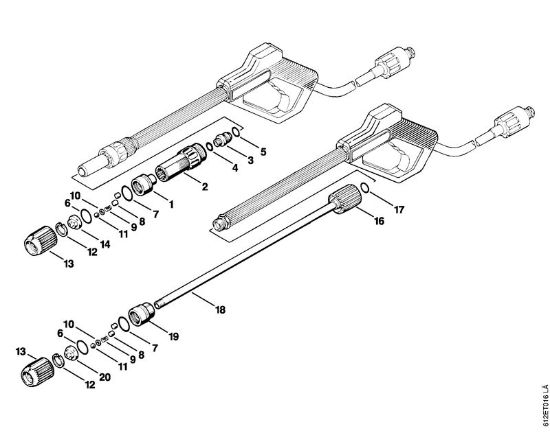 Elektricni visokotlacni cistilnik (RE) RE 120 K Brizgalna glava, brizgalna cev (24.92), (13.91) della Marca Stihl