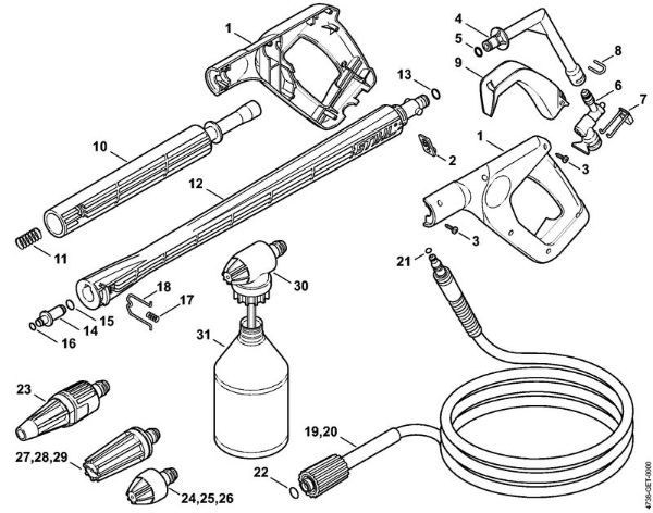 Elektricni visokotlacni cistilnik (RE) RE 126 K Pištola, brizgalna cev della Marca Stihl