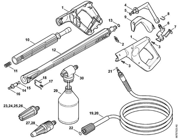 Elektricni visokotlacni cistilnik (RE) RE 127 PLUS Pištola, brizgalna cev (05.2007) della Marca Stihl