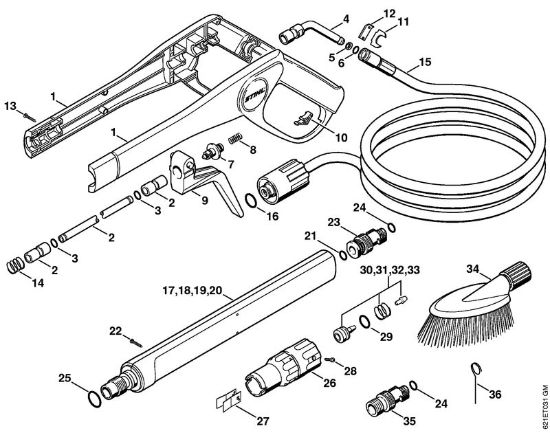 Elektricni visokotlacni cistilnik (RE) RE 140 K Pištola, brizgalna cev della Marca Stihl