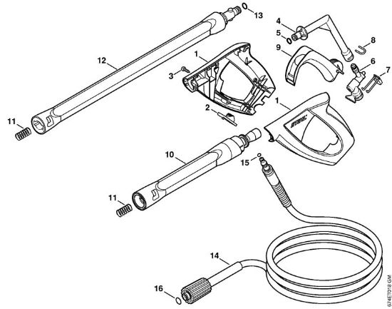 Elektricni visokotlacni cistilnik (RE) RE 162 Pištola, brizgalna cev della Marca Stihl