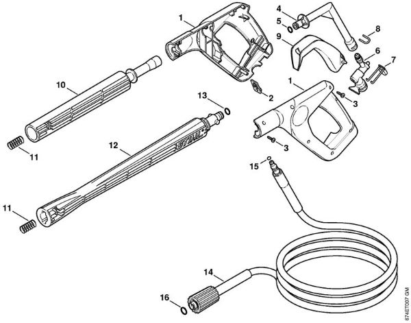 Elektricni visokotlacni cistilnik (RE) RE 162 PLUS Pištola, brizgalna cev (05.2007) della Marca Stihl