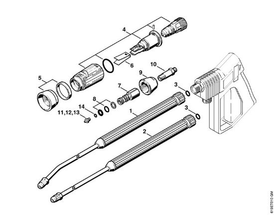 Elektricni visokotlacni cistilnik (RE) RE 310 K Brizgalna cev, brizgalna glava Vario SP 300 della Marca Stihl