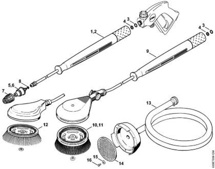 Elektricni visokotlacni cistilnik (RE) RE 360 K PLUS Vrtljiva šoba, rotacijska krtaca, sesalna gibka cev della Marca Stihl