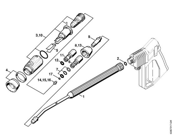Elektricni visokotlacni cistilnik (RE) RE 500 W Brizgalna cev, brizgalna glava Vario SP 300 della Marca Stihl