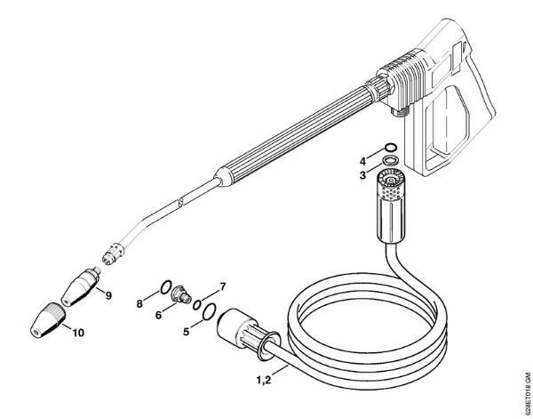 Elektricni visokotlacni cistilnik (RE) RE 530 W Visokotlacna cev, vrtljiva šoba della Marca Stihl