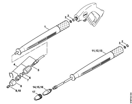 Elektricni visokotlacni cistilnik (RE) RE 551 PLUS Brizgalna cev, vrtljiva šoba della Marca Stihl