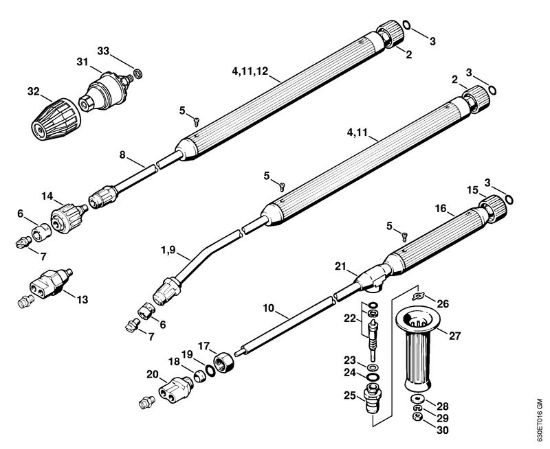 Elektricni visokotlacni cistilnik (RE) RE 840 W Brizgalna cev, pribor della Marca Stihl