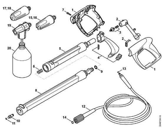 Elektricni visokotlacni cistilnik (RE) RE 88 Pištola, brizgalna cev della Marca Stihl