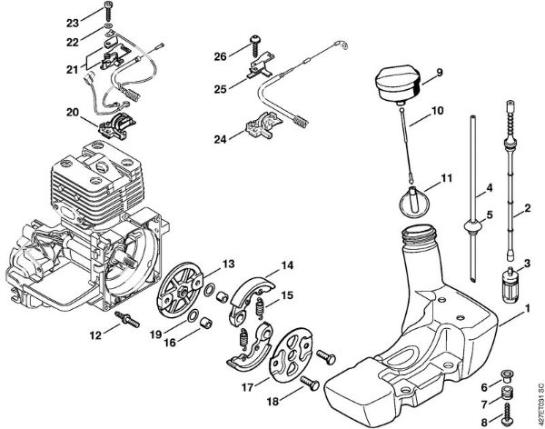 BT 120 C BT 120 C Rezervoar za gorivo, sklopka della Marca Stihl