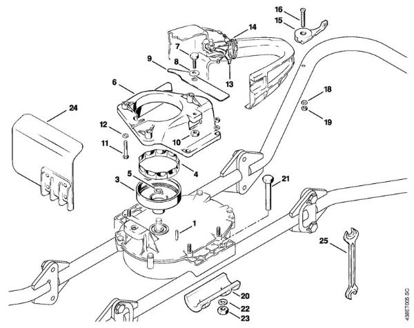 BT 308 BT 308 Garnitura prikljucka 045/056 boben sklopke, regulirna rocica della Marca Stihl