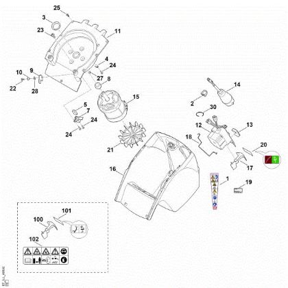 Slika C - Ohišje, elektromotor GHE 375.0