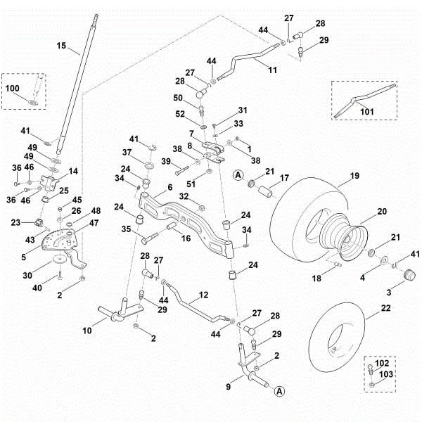 Slika F - Krmiljenje, sprednje kolo MT 6112.0 C