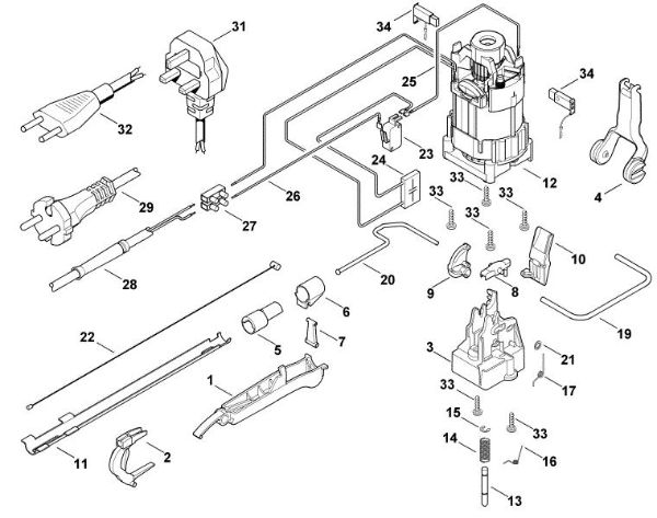 Slika C - Elektromotor, stikalni sistem HE 810