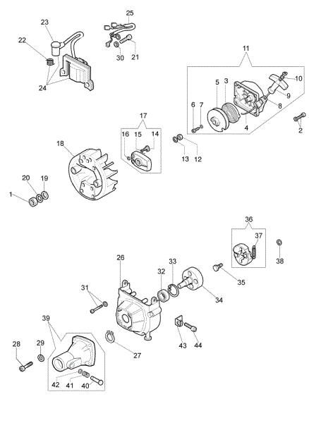 Starter assy and clutch 440 BP Brushcutter
