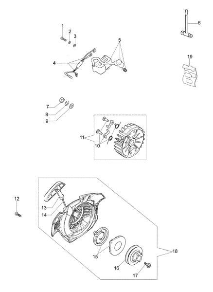 Starter assy GS 350 (Euro 2) Chainsaw