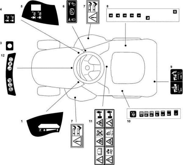 Labels (1/2) OM 93C/13,5M Cat.2010 Garden tractor