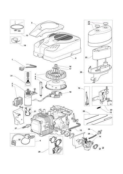 Starter, carburetor and air filter OM 101C/16K H Cat.2011 Garden tractor