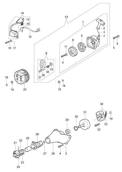 Starter assy and clutch OM 36 Brushcutter