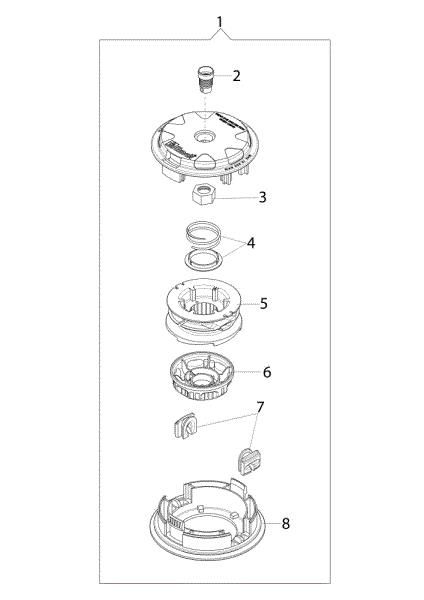Illustrated parts list (Head "Load and Go" Ø130) SPARTA 440 T (Euro2) Brushcutter