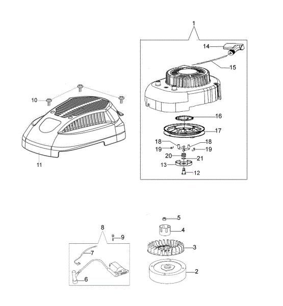 Starter assy and flywheel G 48 PK COMFORT PLUS (K500) Lawnmower