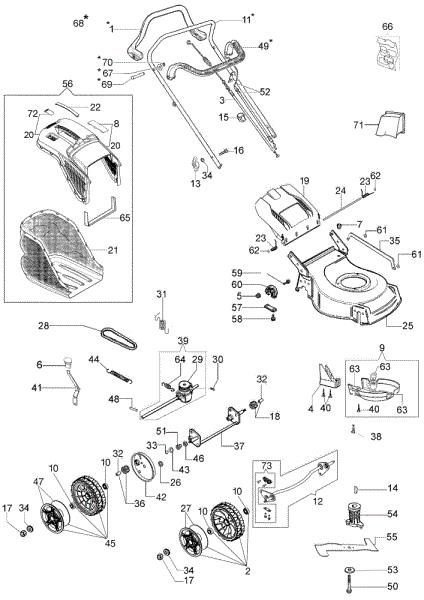 Complete illustrated parts list G 48 TBQ COMFORT PLUS Lawnmower