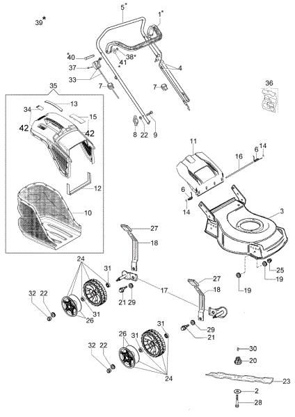 Illustrated parts list G 44 PB COMFORT PLUS Lawnmower