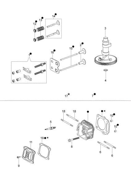 Cylinder head and valve G 48 TK ALLROAD PLUS 4 (K650) Lawnmower