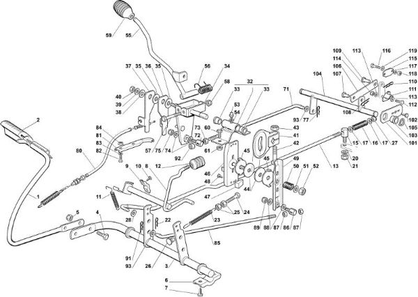 Brake and gearbox controls OM 72C/13H Cat.2012 Garden tractor