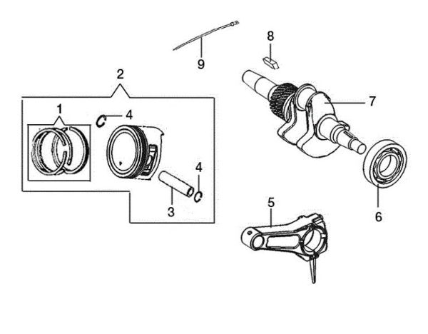 Crankshaft and piston ARTIK 70 ELD Snow blower