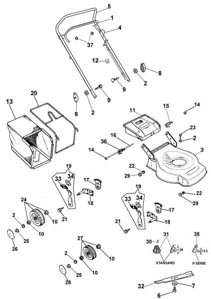 Illustrated parts list G 43 Lawnmower