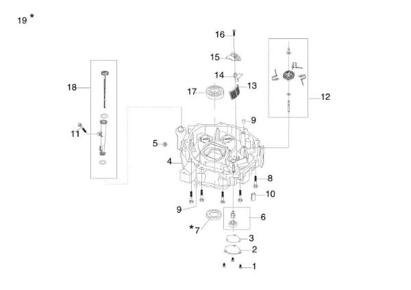 Crankcase cover OM 95/16 K H Garden tractor