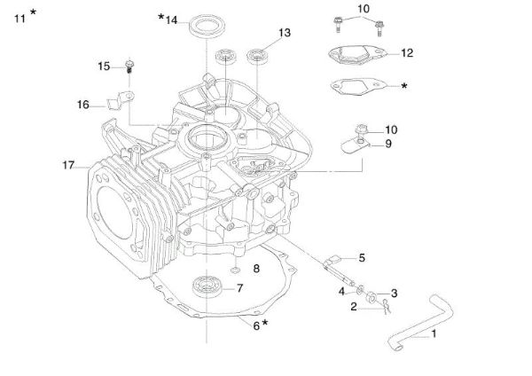 Cylinder and crankcase OM 105/16 K H Garden tractor